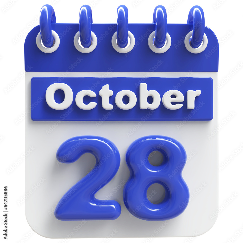 28th October - 3d Calendar Icon 28th October - 3d Calendar Icon