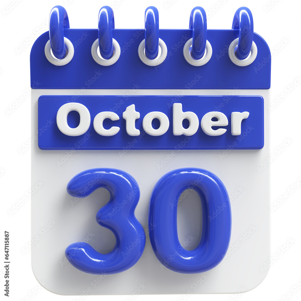 30th October - 3d Calendar Icon 30th October - 3d Calendar Icon