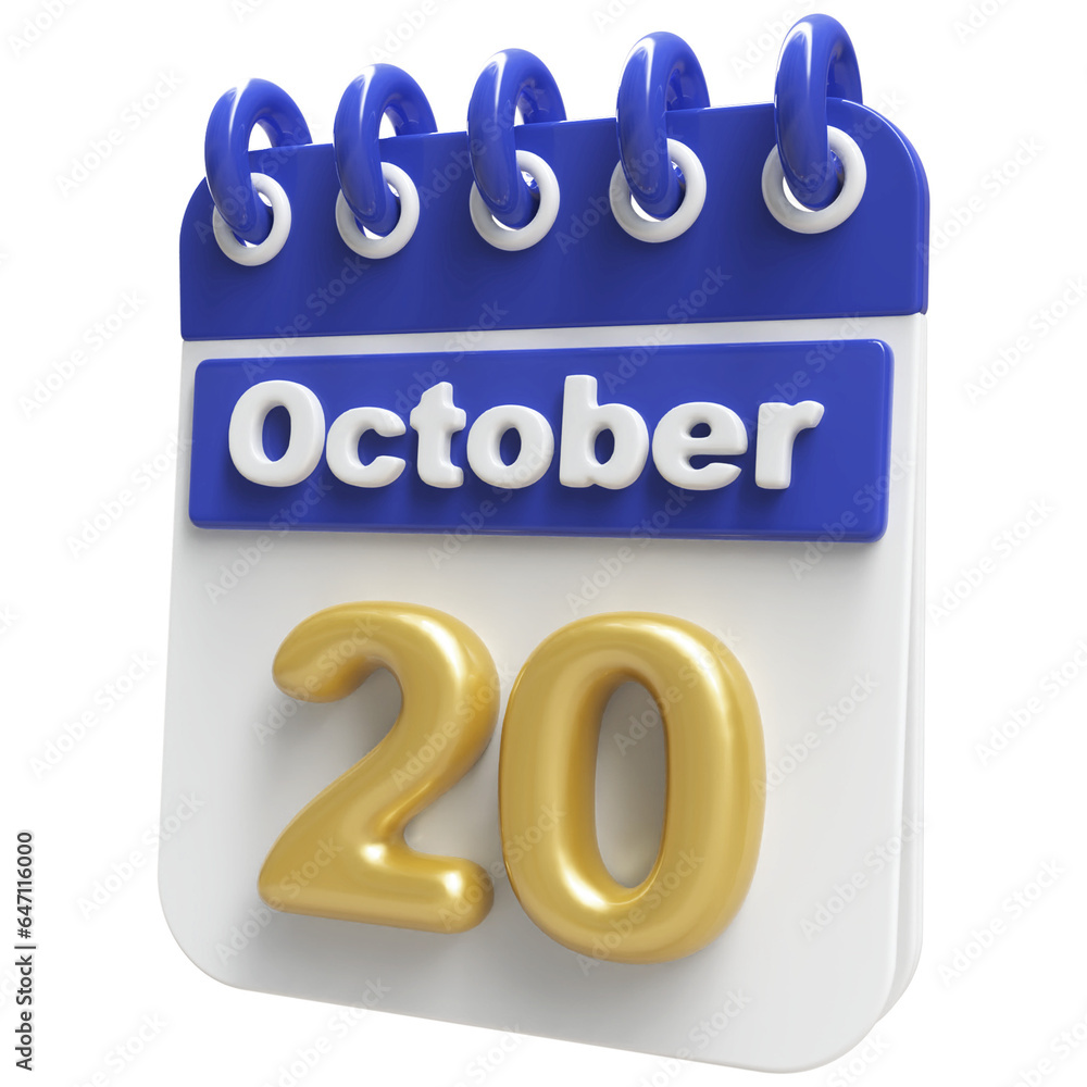 20th October - 3d Calendar Icon 20th October - 3d Calendar Icon