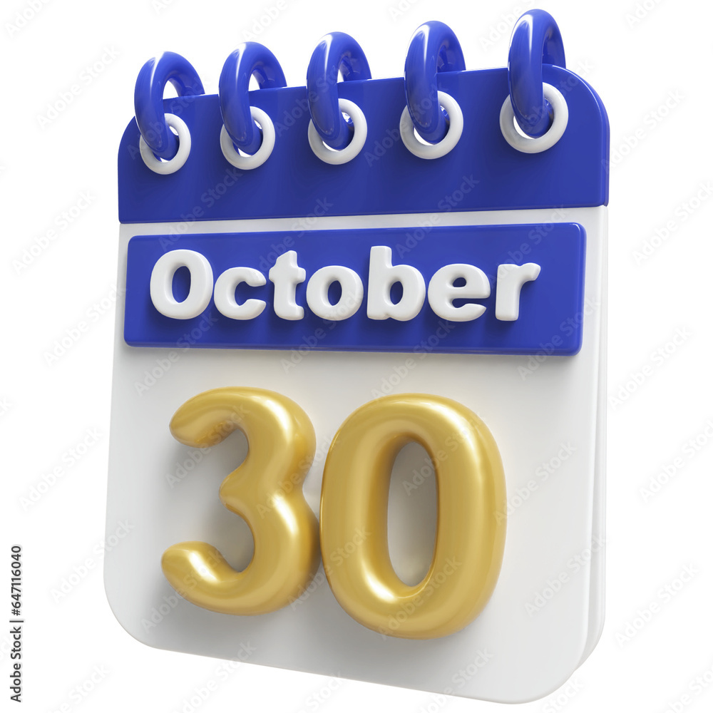 30th October - 3d Calendar Icon 30th October - 3d Calendar Icon