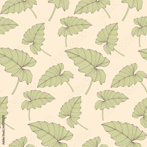 Botanical fresh seamless pattern with green leaves. Tropical print for textiles, wrapping paper, wallpaper, covers, cards and presentations. © Лилия Агапова