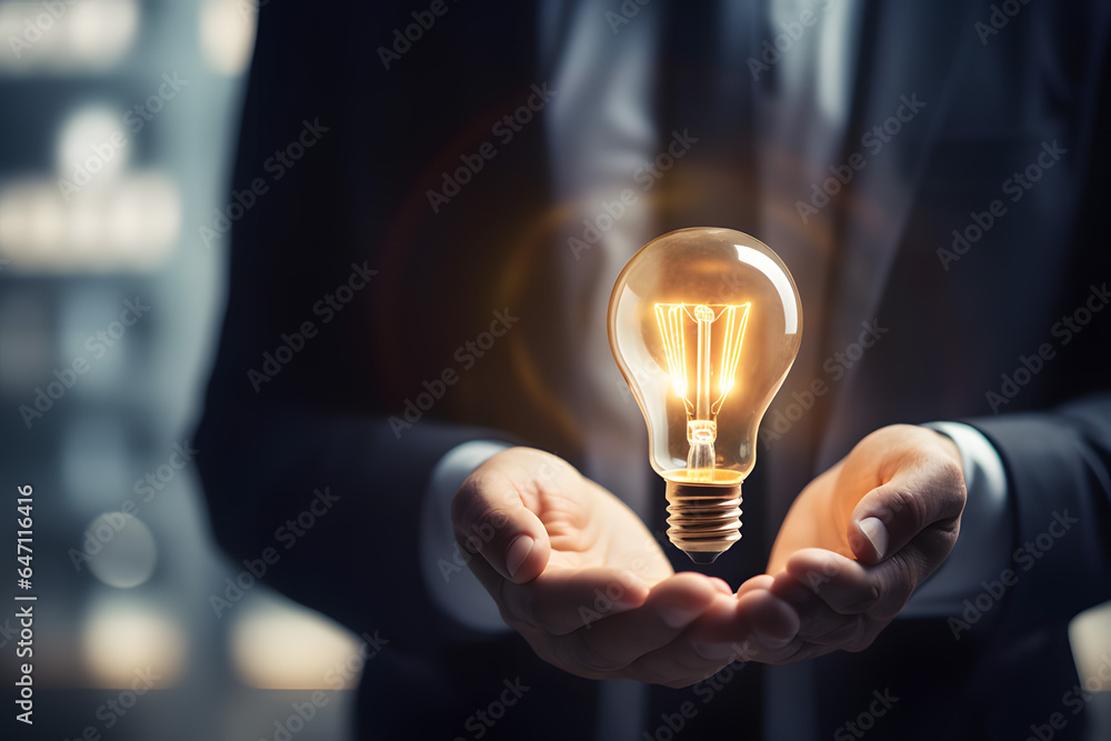 a bulb in hand of businessman,creative concept,focus to hand,closup. a bulb in hand of businessman,creative concept,focus to hand,closup.