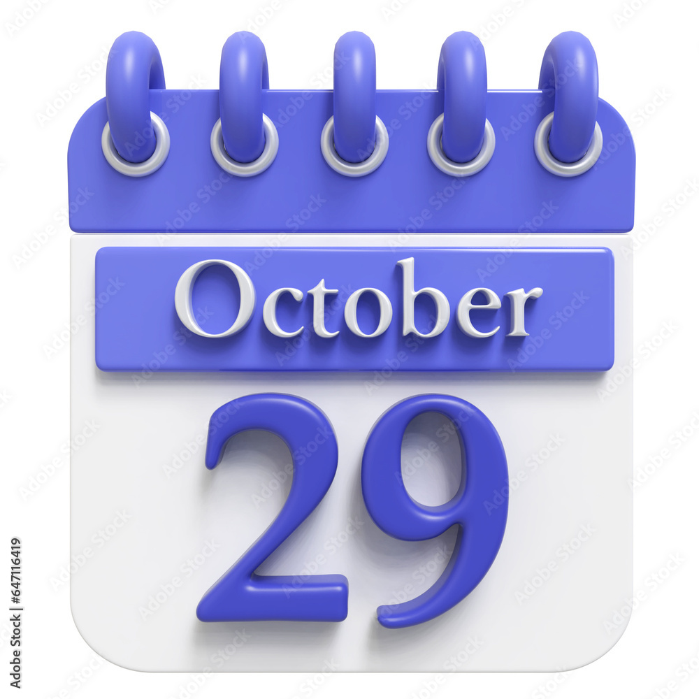 29th October - 3d Calendar Icon 29th October - 3d Calendar Icon