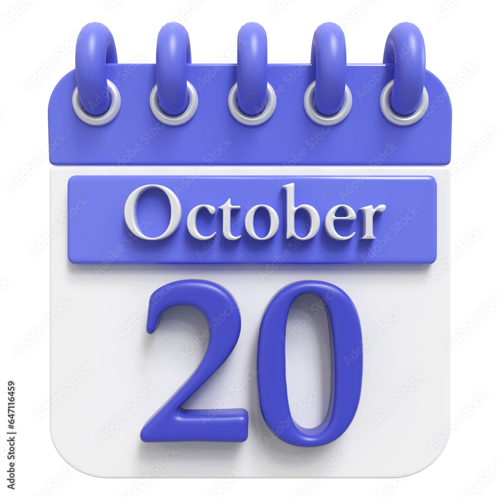 20th October - 3d Calendar Icon 20th October - 3d Calendar Icon