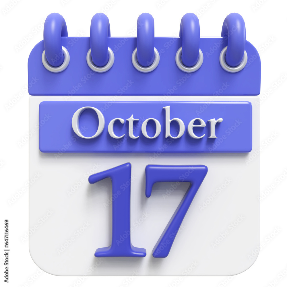17th October - 3d Calendar Icon 17th October - 3d Calendar Icon