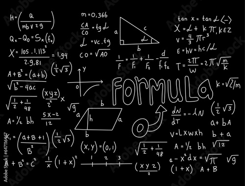 Realistic math chalkboard background illustration