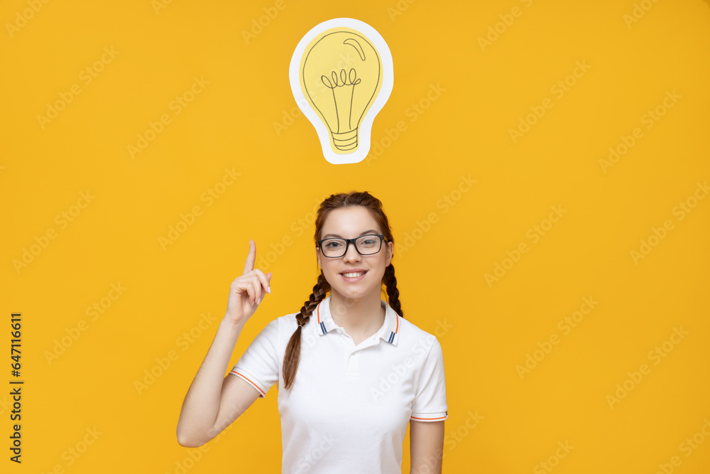 Schoolgirl or student girl, concept of school and science Schoolgirl or student girl, concept of school and science
