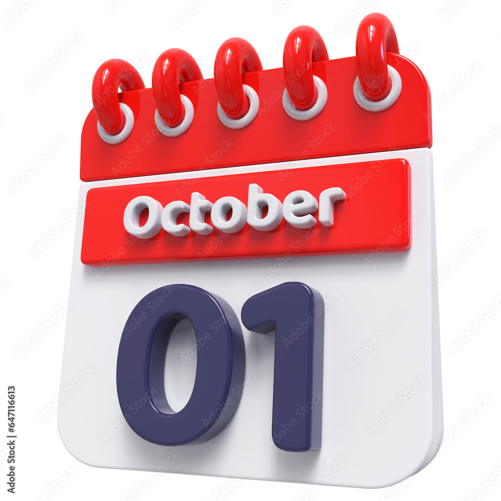 1st October - 3d Calendar Icon 1st October - 3d Calendar Icon