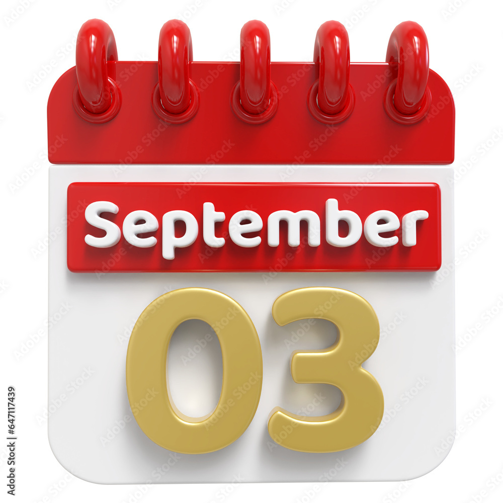 3rd September - 3d Calendar Icon 3rd September - 3d Calendar Icon