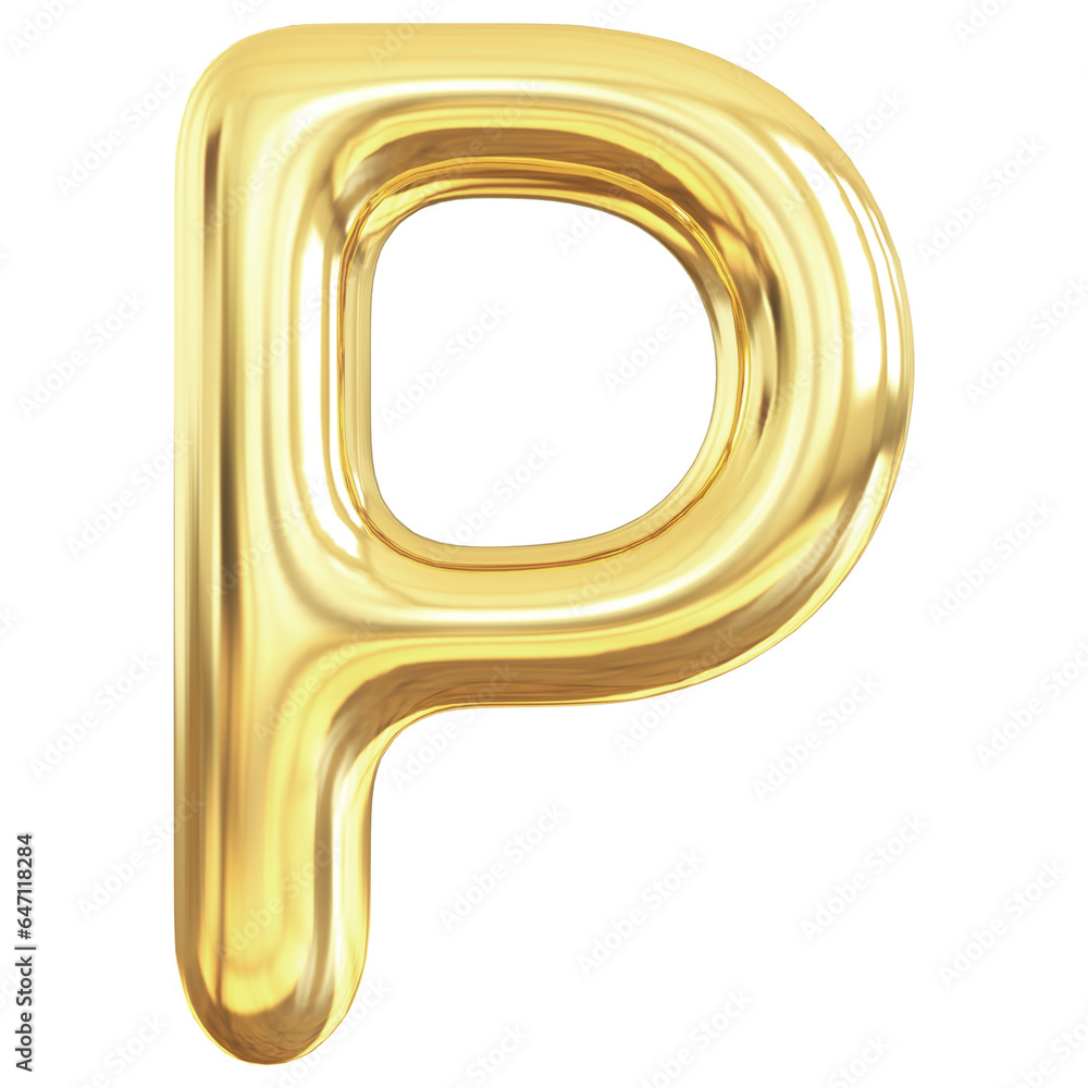 Gold Letter P Bubble - 3d Aphabet Font Gold Letter P Bubble - 3d Aphabet Font