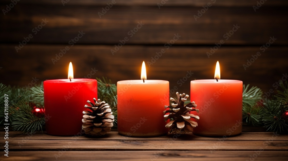 christmas tree with presents in snow and in shiny background with candalls in room interior and outdoor view christmas tree with presents in snow and in shiny background with candalls in room interior and outdoor view