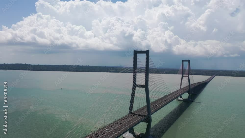 Aerial view of Suramadu bridge located in East Java between Island Surabaya and Madura Aerial view of Suramadu bridge located in East Java between Island Surabaya and Madura