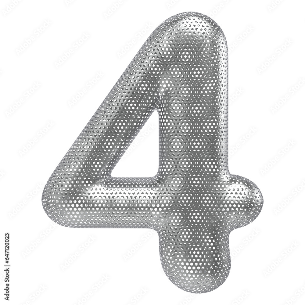 Silver 3d Number 4 - 3d Rendering Silver 3d Number 4 - 3d Rendering