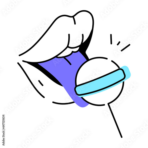 Sketchy icon of licking lollipop 