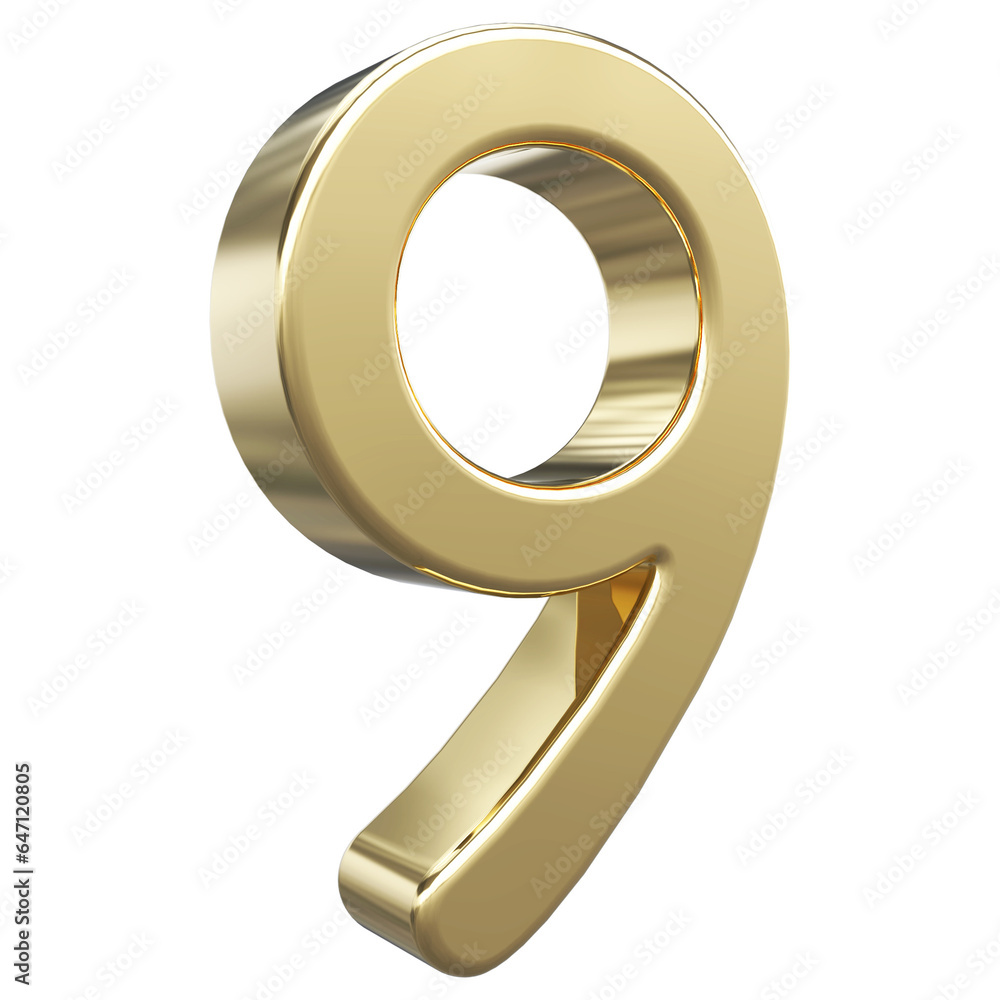 9 Number Gold 3d Render 9 Number Gold 3d Render