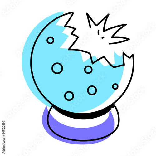 Broken ball hand drawn icon 