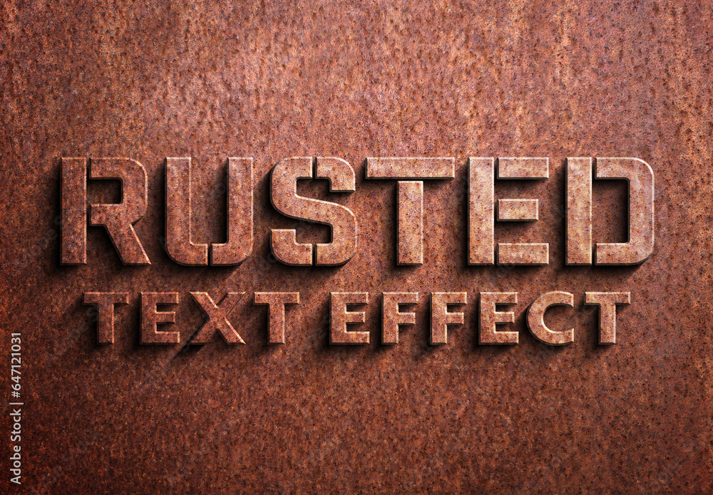3D Rusted Metal Text Effect Mockup Stock Template | Adobe Stock