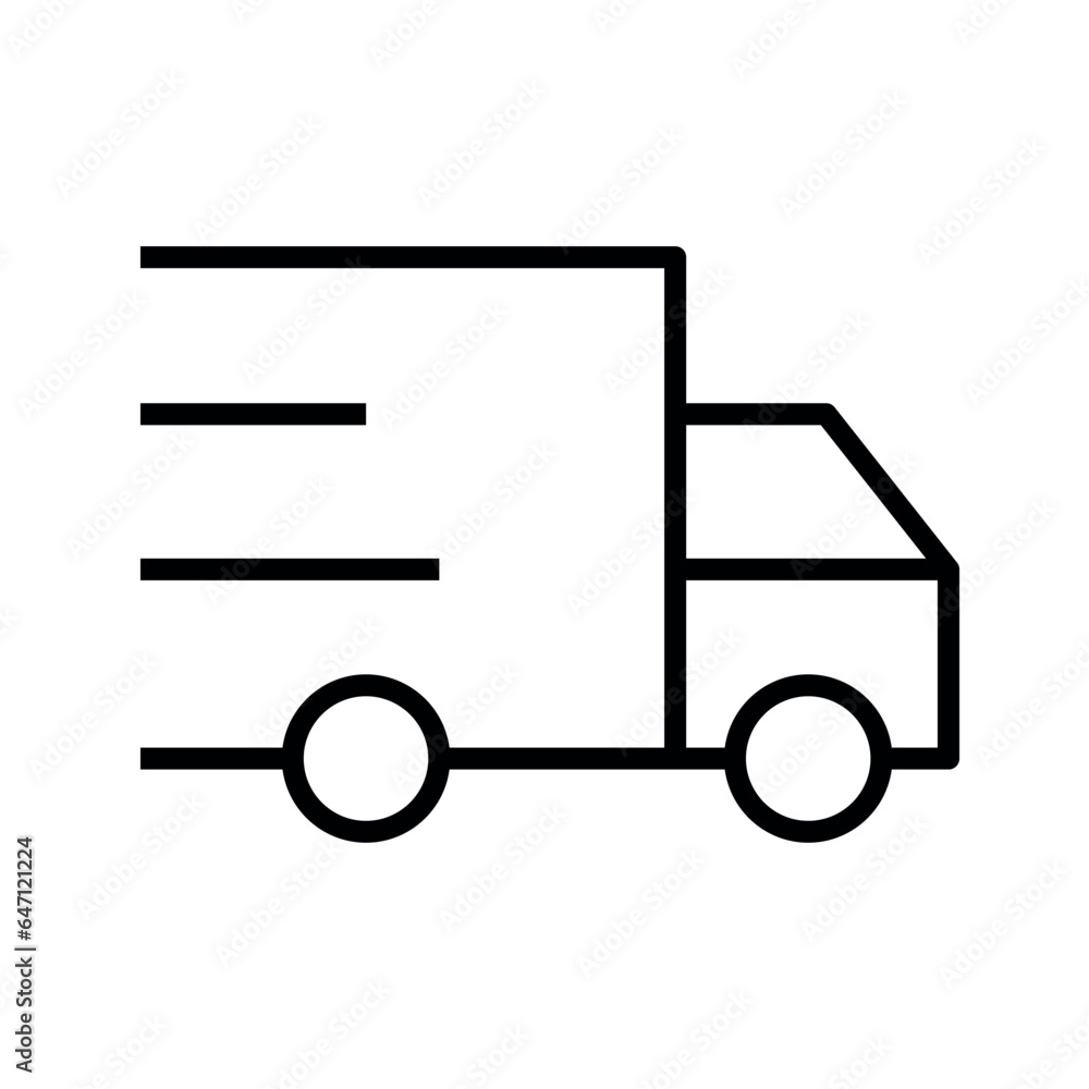 Fast delivery truck icon. Fast moving shipping delivery truck on white background. Express delivery. Fast delivery truck icon. Fast moving shipping delivery truck on white background. Express delivery.