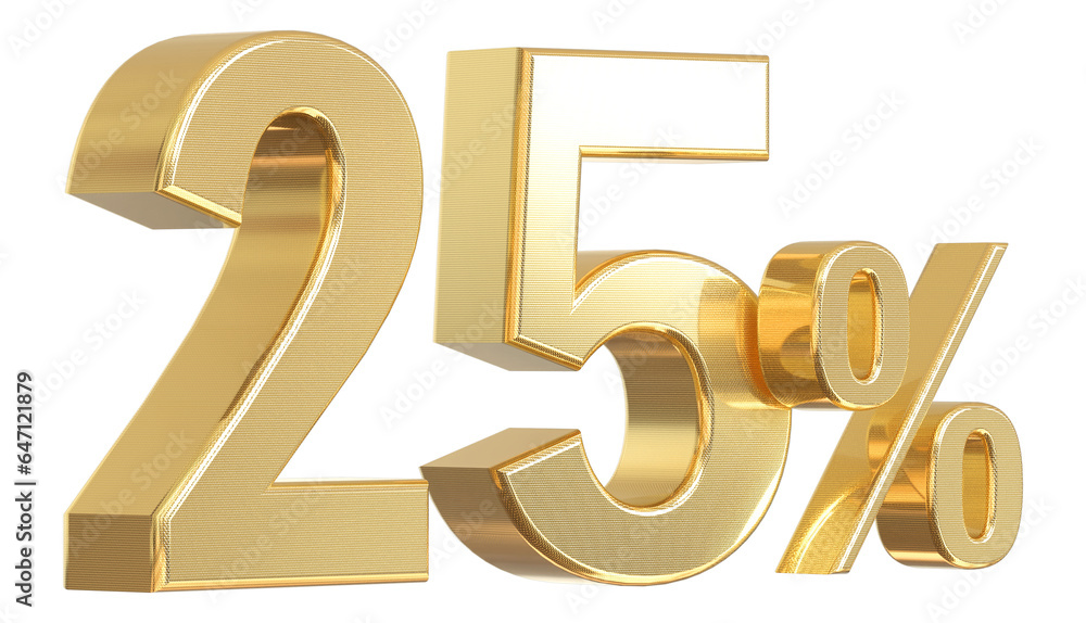 25 Percent off - 3d Gold Number Discount 25 Percent off - 3d Gold Number Discount