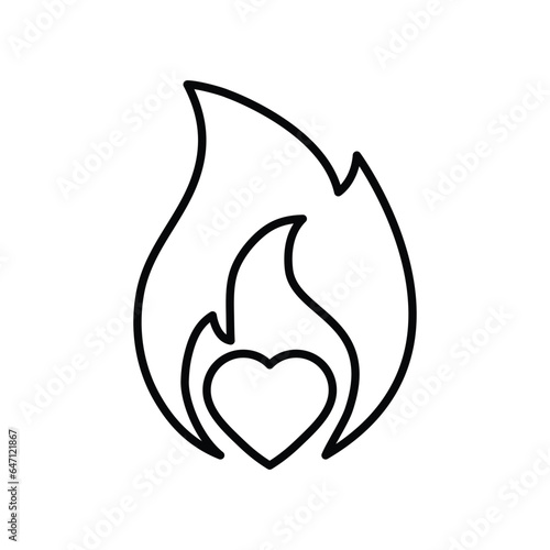 heart in a fire icon vector love sign