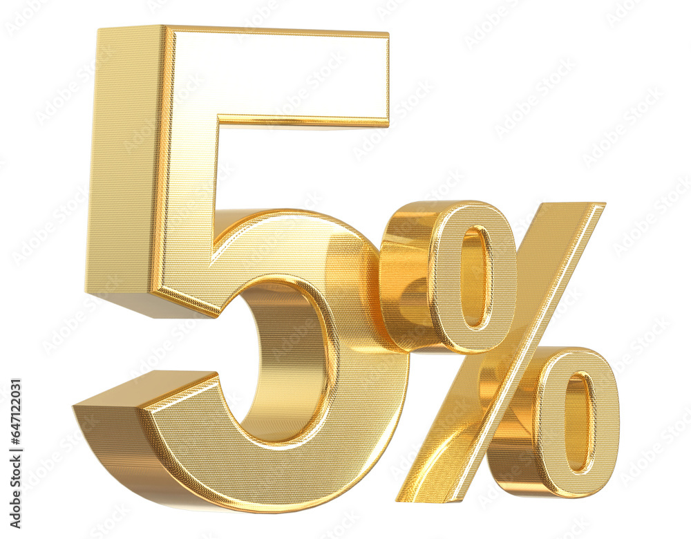 5 Percent off - 3d Gold Number Discount 5 Percent off - 3d Gold Number Discount