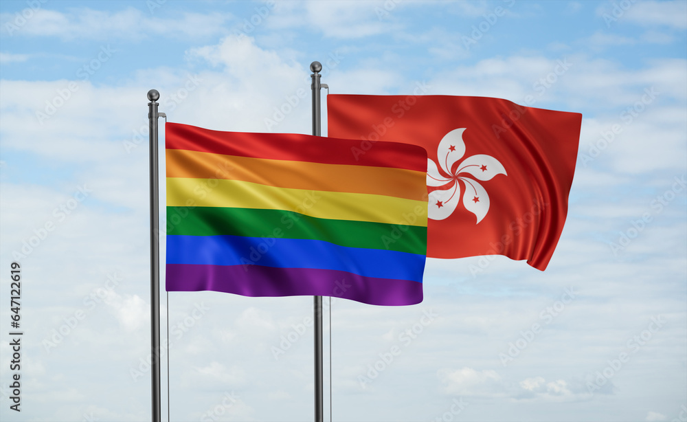Hong Kong and LGBT movement flag also Gay Pride flag Hong Kong and LGBT movement flag also Gay Pride flag