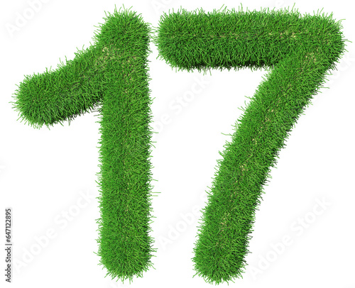 grass number 17 - 3d green number