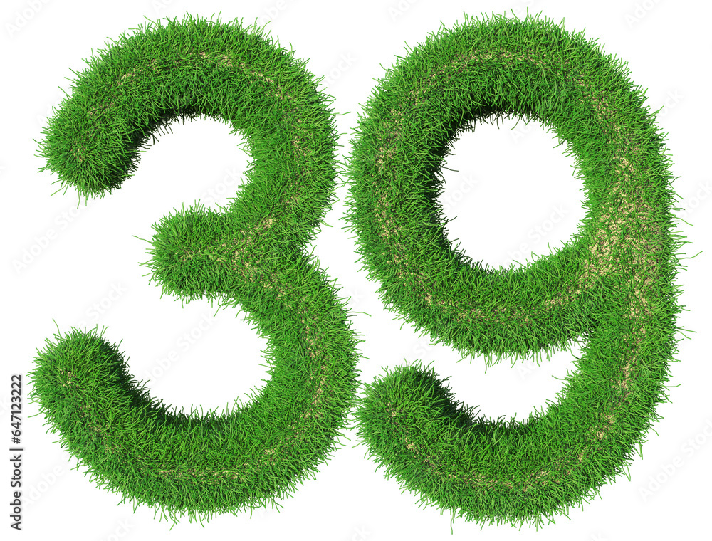 grass number 39 - 3d green number grass number 39 - 3d green number