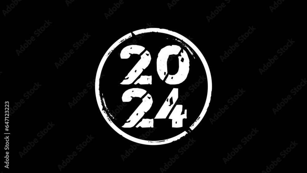 2024 year stamp and hand stamping impact isolated animation. 3D rendered concept. Alpha matte channel. 2024 year stamp and hand stamping impact isolated animation. 3D rendered concept. Alpha matte channel.