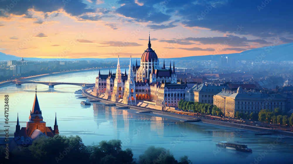 Fototapeta premium Budapest city Beautiful Panorama view