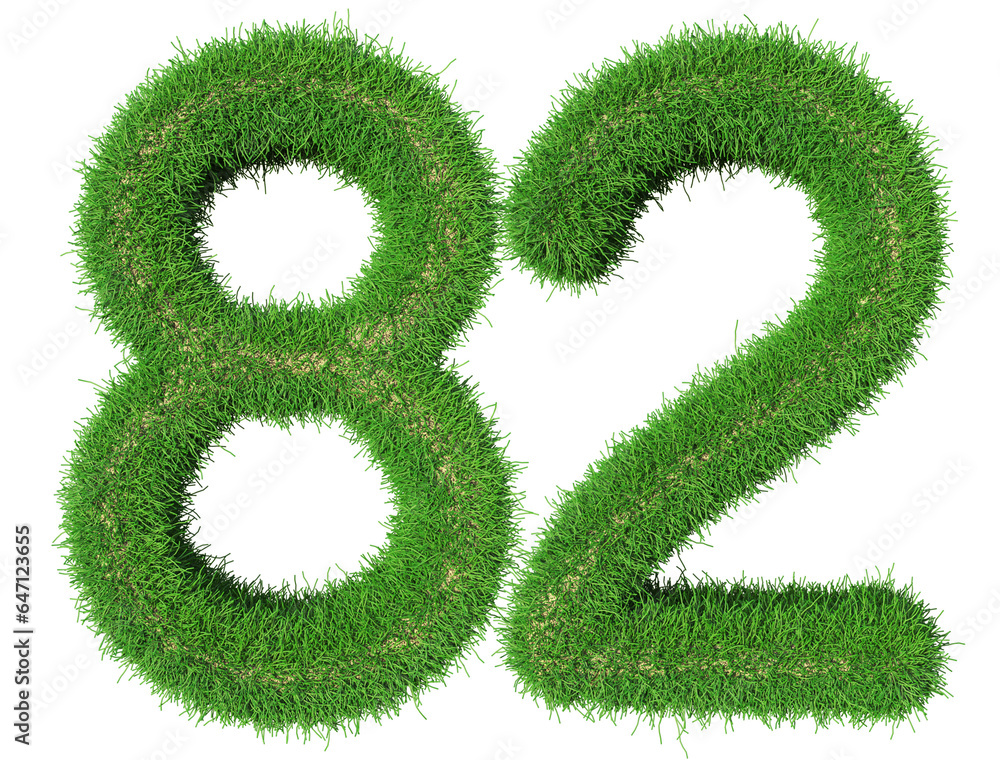 grass number 82 - 3d green number grass number 82 - 3d green number