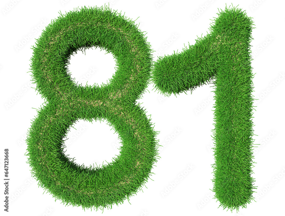 grass number 81 - 3d green number grass number 81 - 3d green number