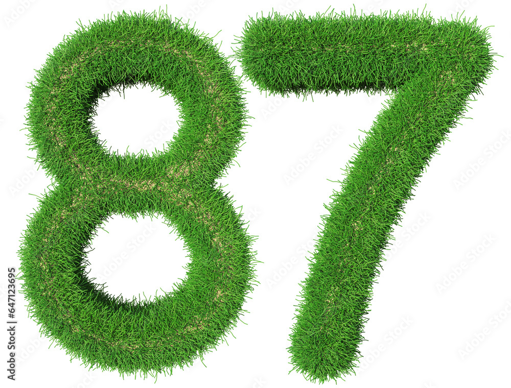 grass number 87 - 3d green number grass number 87 - 3d green number