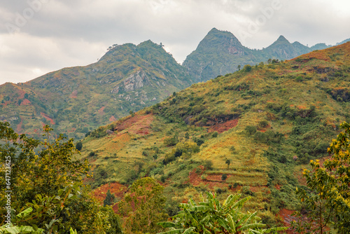 Mountain landscapes with houses and small scale farms at Uluguru Mountains, Morogoro, Tanzania photo