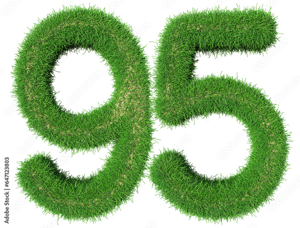 grass number 95 - 3d green number grass number 95 - 3d green number