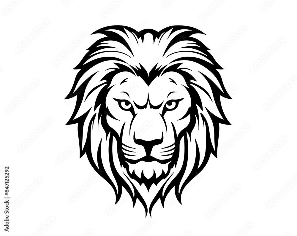 Fototapeta premium Lion face tattoo vector graphic clipart design 