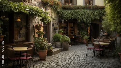 Street cafe in an Italian small town 
