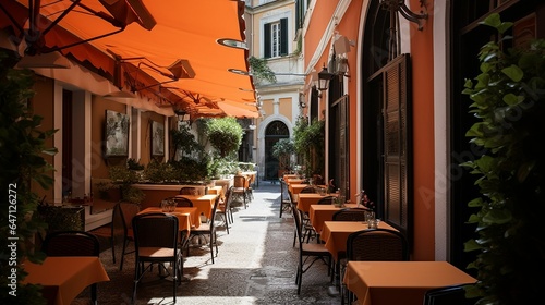 Cozy cafe in a Mediterranean cute town 
