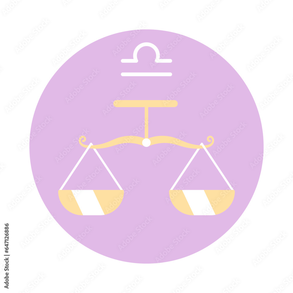 Golden scales flat round vector spot illustration. Libra zodiac sign. Horoscope 2D cartoon object on white for web UI design. Astrology isolated editable creative hero image Golden scales flat round vector spot illustration. Libra zodiac sign. Horoscope 2D cartoon object on white for web UI design. Astrology isolated editable creative hero image