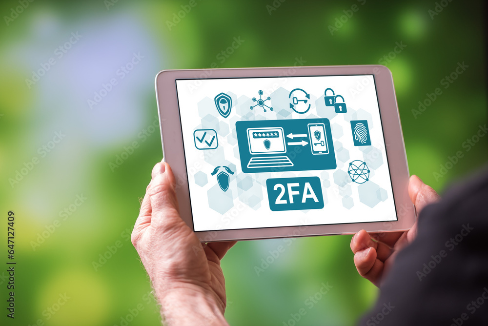 2fa concept on a tablet 2fa concept on a tablet