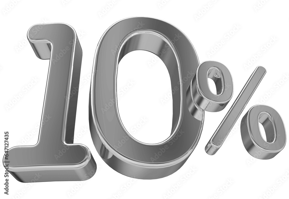 10 percent discount - 3d number silver 10 percent discount - 3d number silver