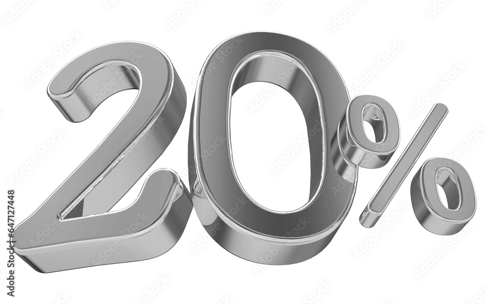 20 percent discount - 3d number silver 20 percent discount - 3d number silver