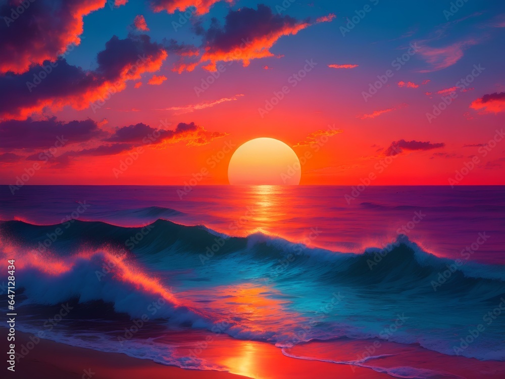 sunset over the sea
