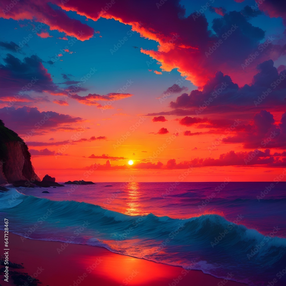 sunset over the sea
