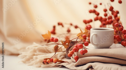 Cozy autumn vintage mock up with home plants and flowers