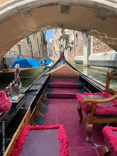 Intérieur d'une gondole à Venise