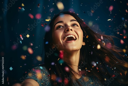 Woman confetti party. Generate Ai