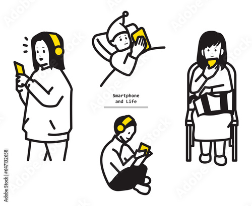 Life and smartphone illustration set