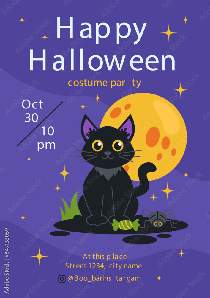 Vector funny flat vertical flyer template for Halloween party. A4 format. Vector funny flat vertical flyer template for Halloween party. A4 format.