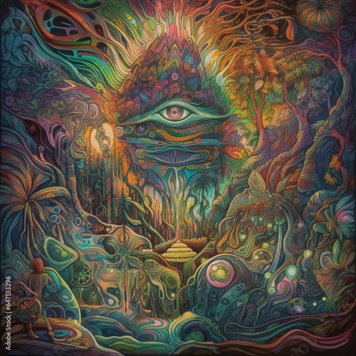 Wallpaper Mural Ayahuasca experience, spiritual psychedelic hallucinations surreal illustration Torontodigital.ca